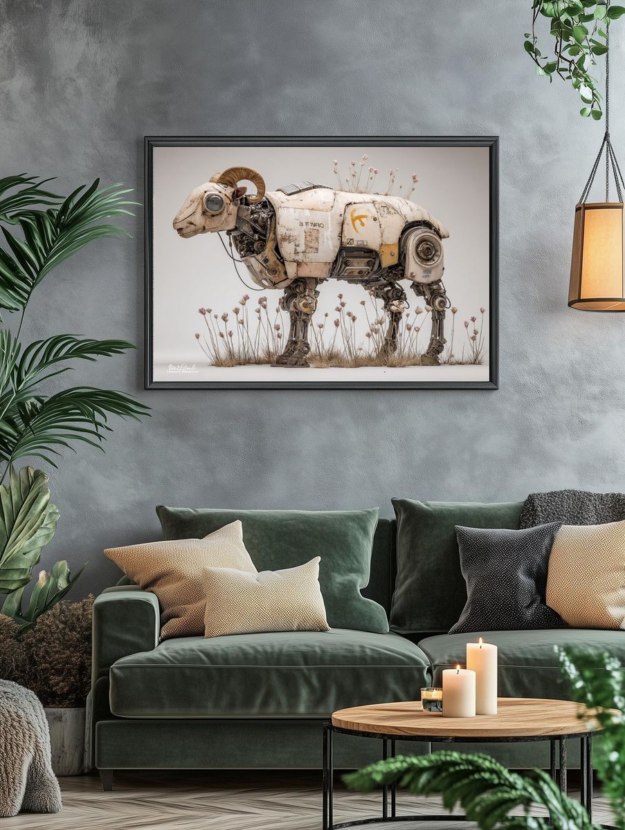 Mechanical Sheep — Digital Art Print. — room view 4