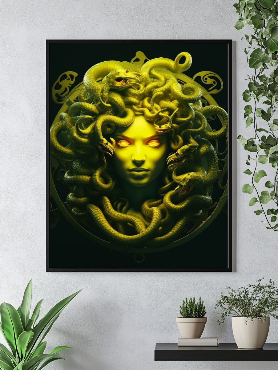 Medusa Serpent Portrait Poster. — room view 4