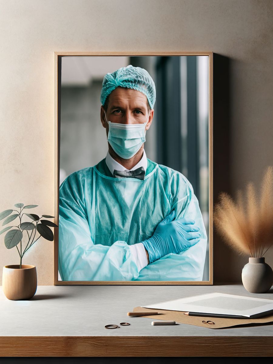 Masked Surgeon Portrait Poster. — room view 2