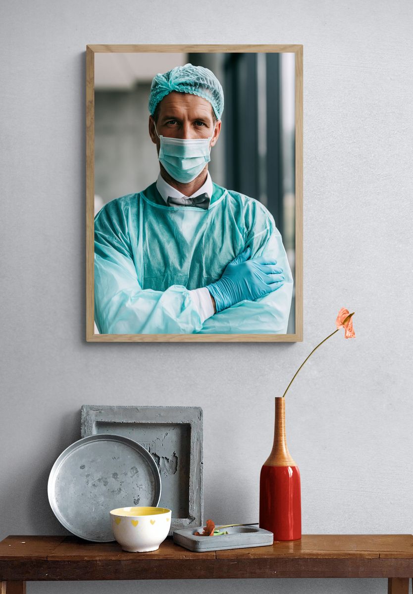 Masked Surgeon Portrait Poster. — room view 3