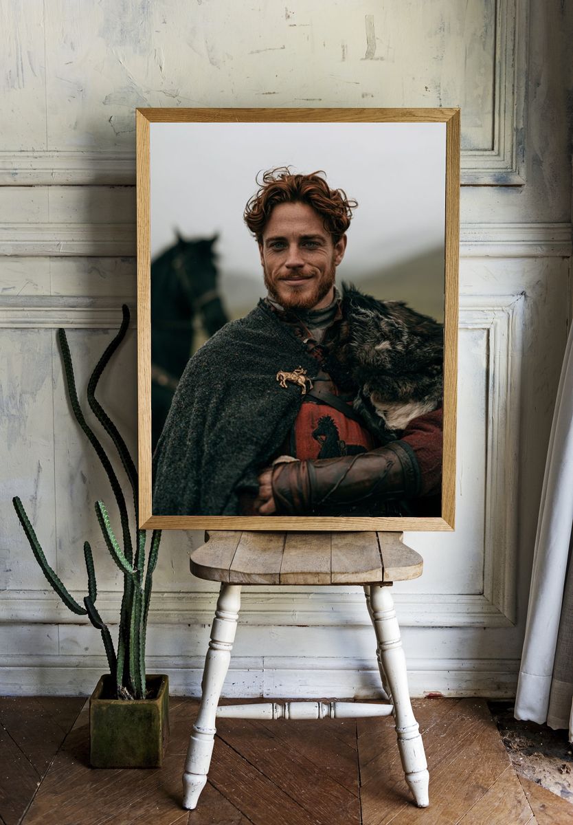 Medieval Warrior Portrait Print. room preview
