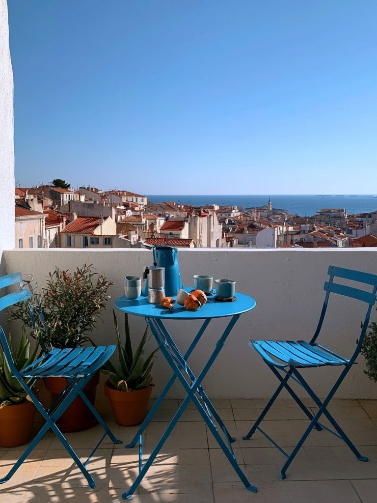 Mediterranean Balcony Seaside Poster. poster — photography art