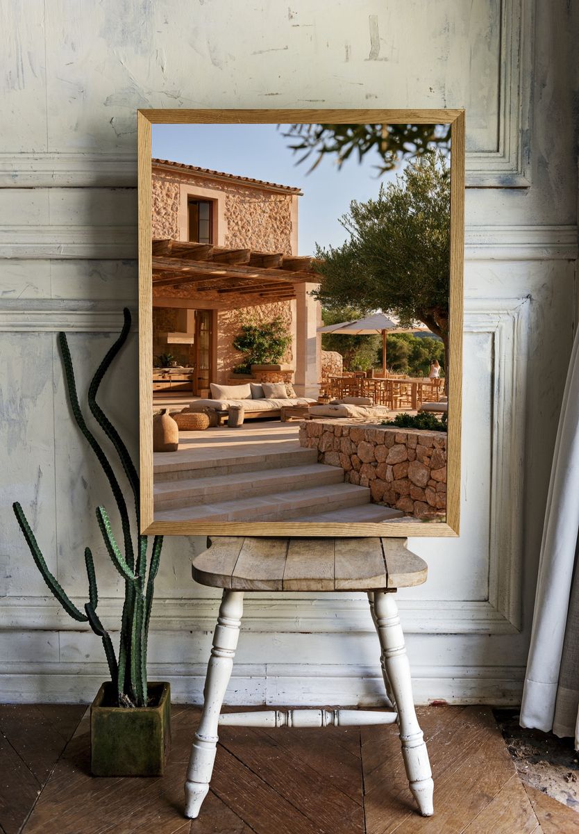 Mediterranean Stone Villa Photography Poster. — room view 1