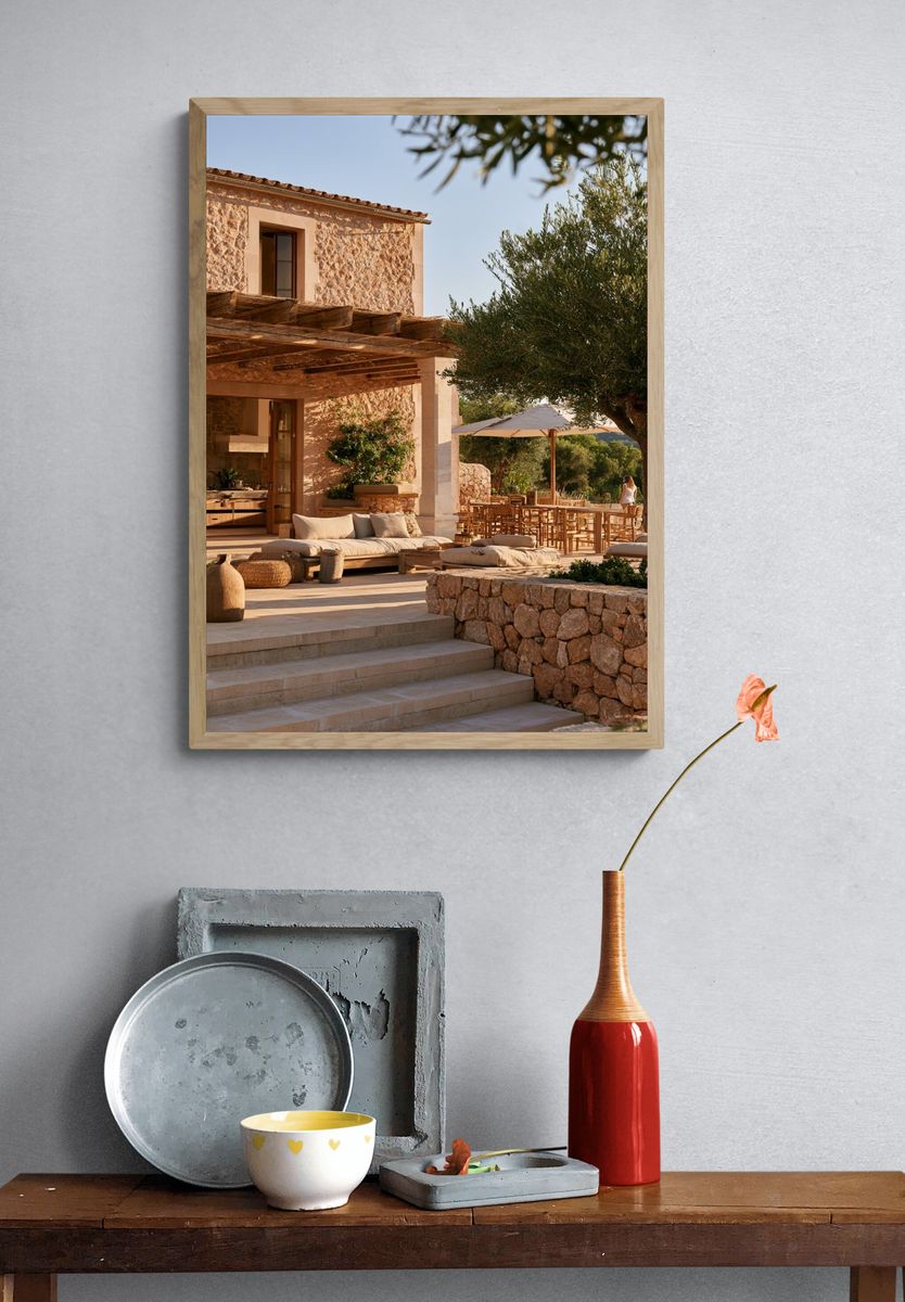 Mediterranean Stone Villa Photography Poster. — room view 3
