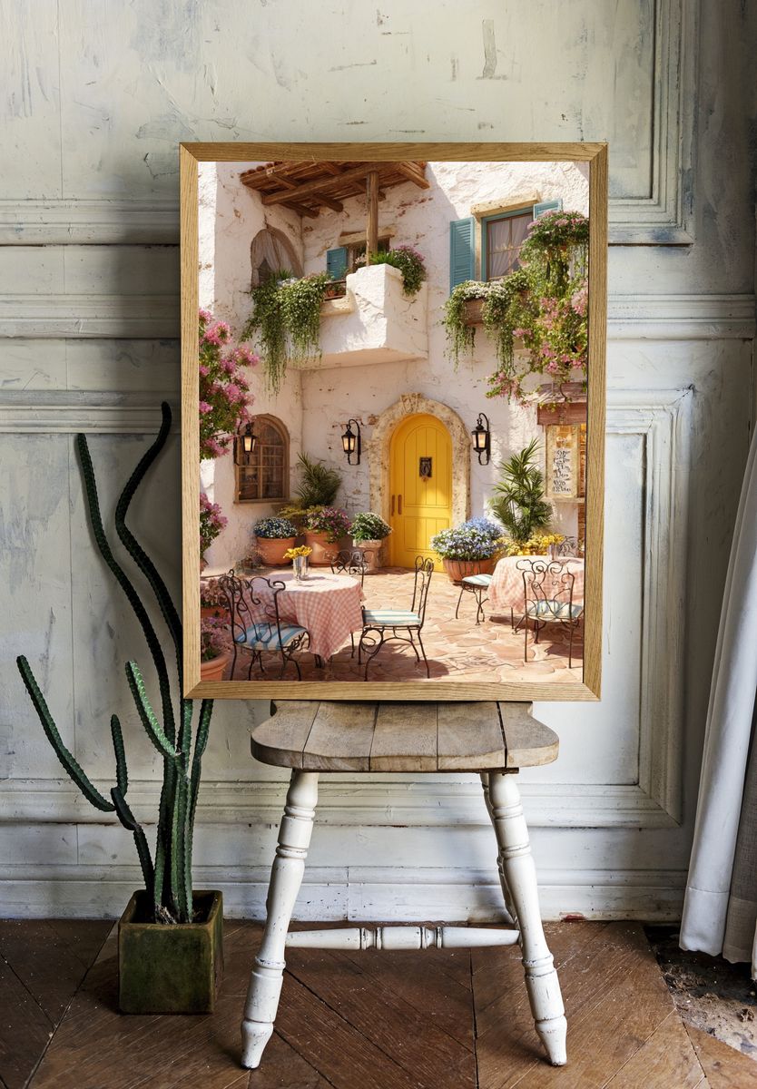 Mediterranean Courtyard Photography Poster. room preview