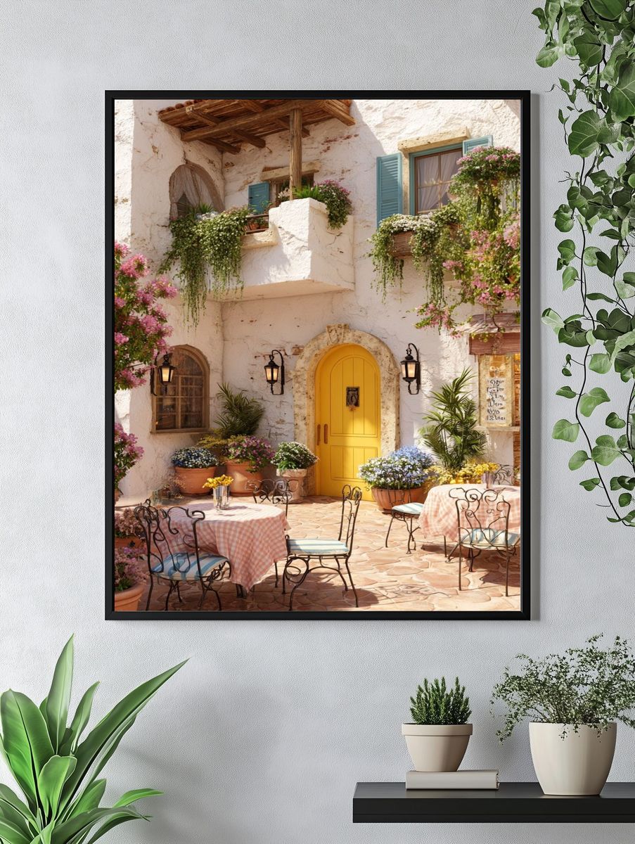 Mediterranean Courtyard Photography Poster. — room view 4