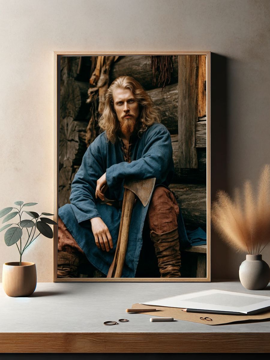 Medieval Warrior Portrait Print. — room view 2