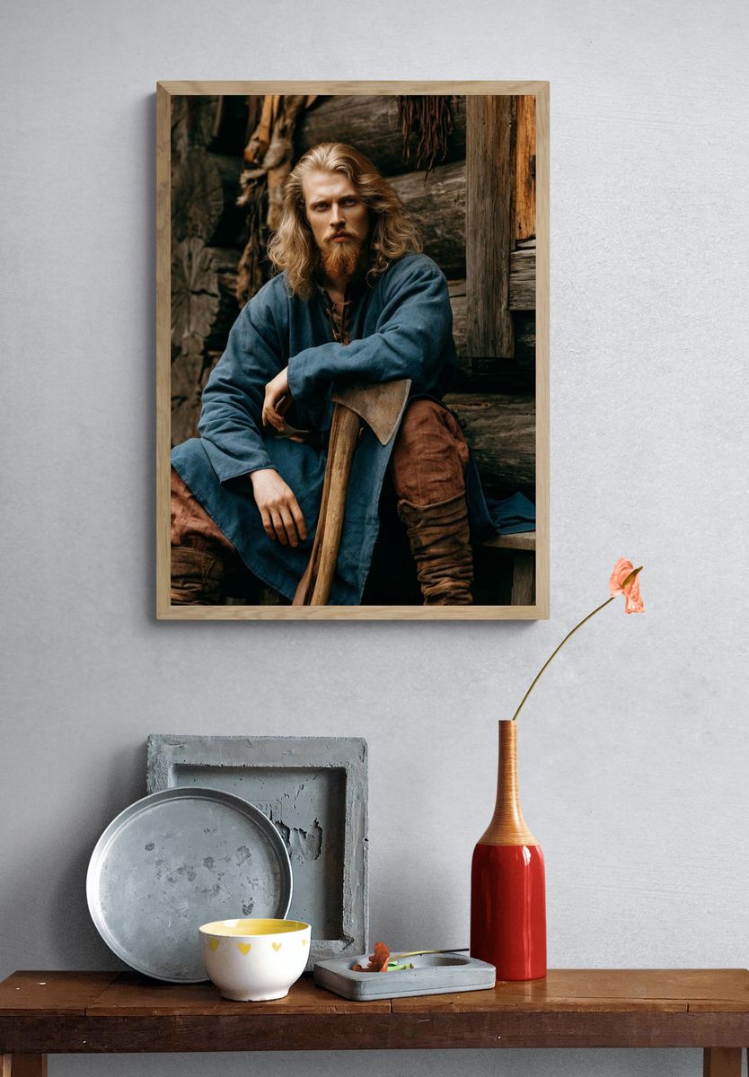 Medieval Warrior Portrait Print. — room view 3