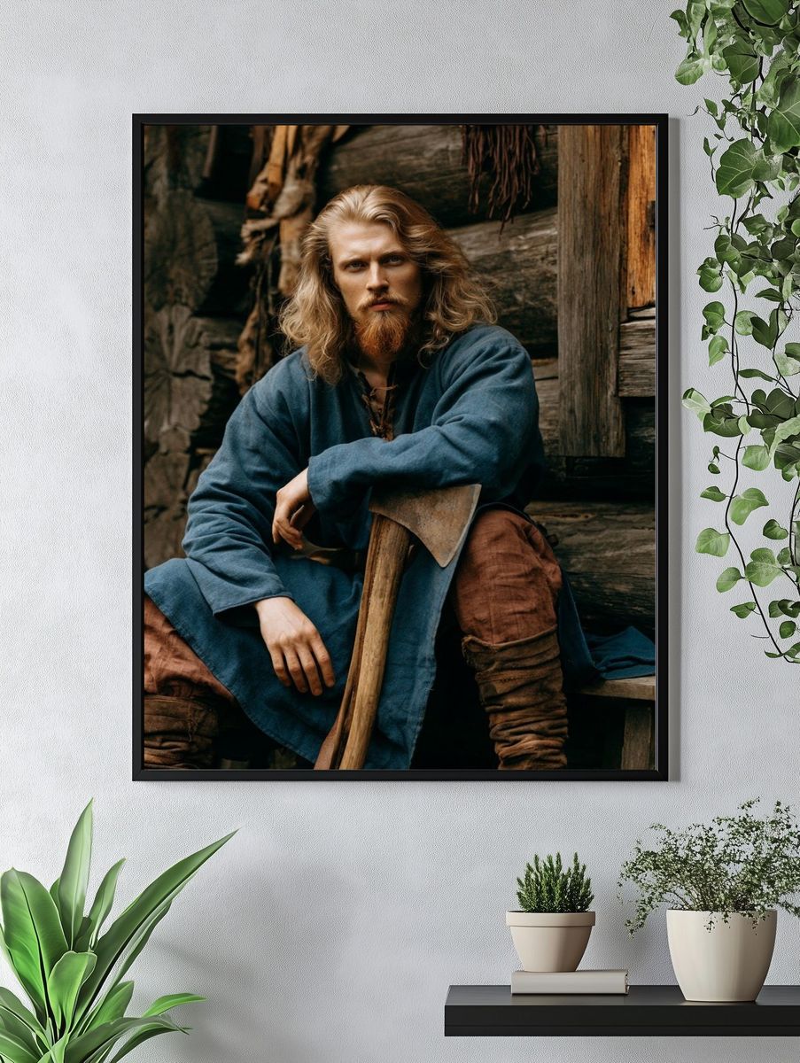 Medieval Warrior Portrait Print. — room view 4