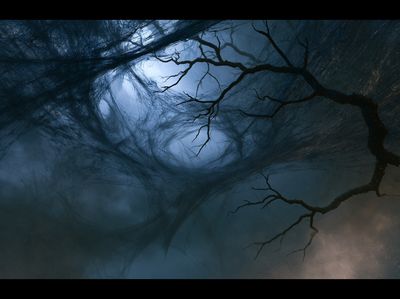 Moonlit Forest Canopy Poster. poster