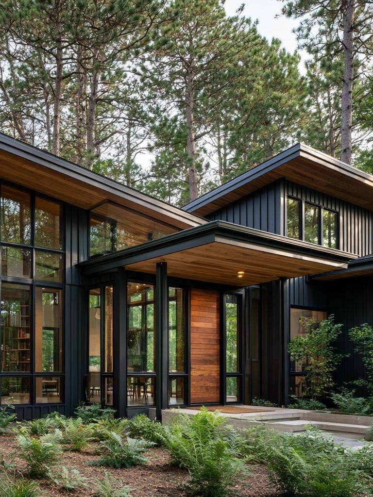 Modern Forest Cabin Photography Poster. poster detail