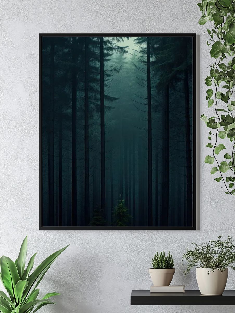 Misty Forest at Dusk Poster. — room view 4