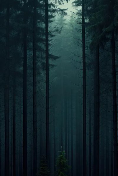 Misty Forest at Dusk Poster
