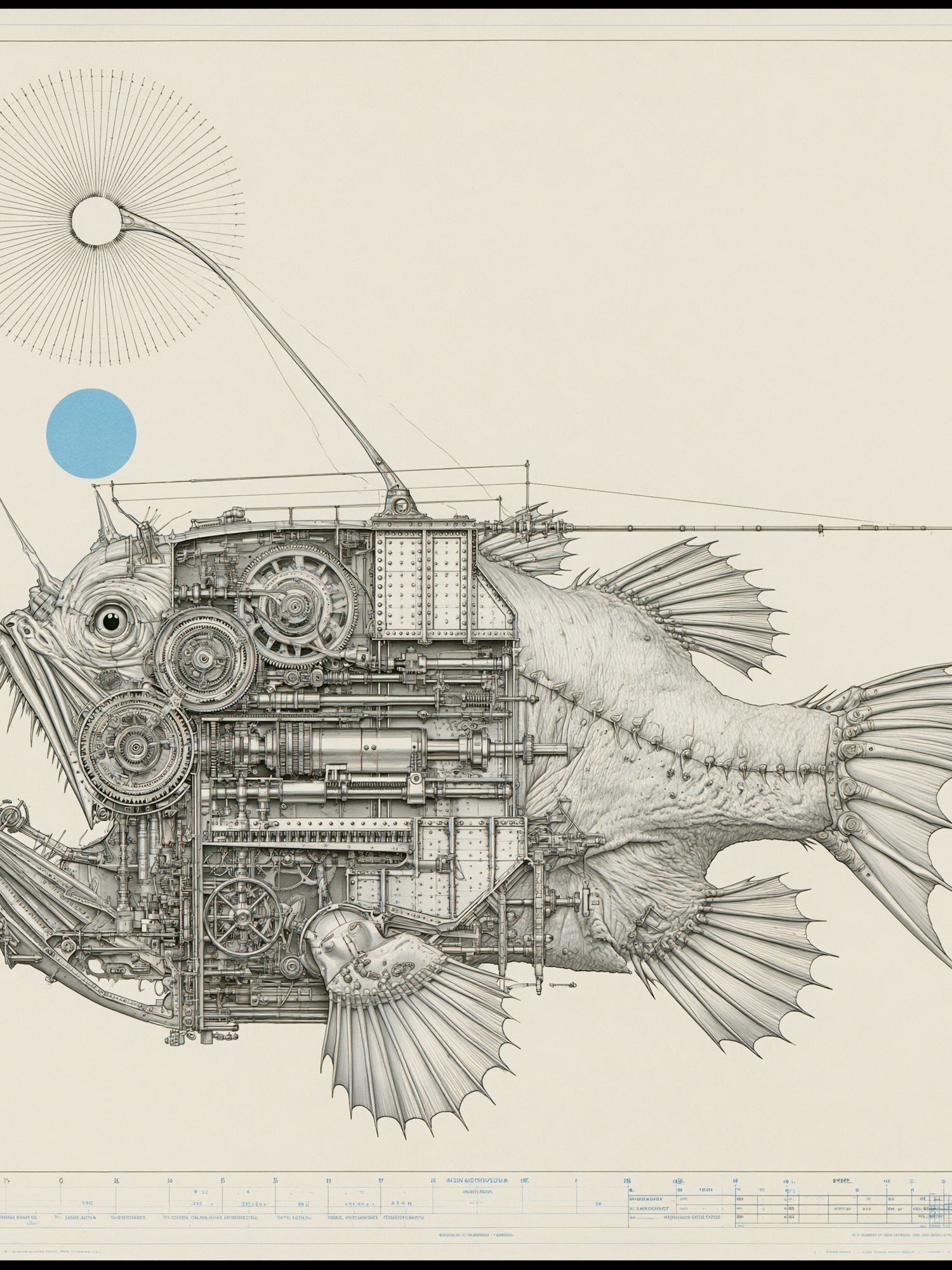 Mechanical Fish Illustration Poster. poster — illustration art