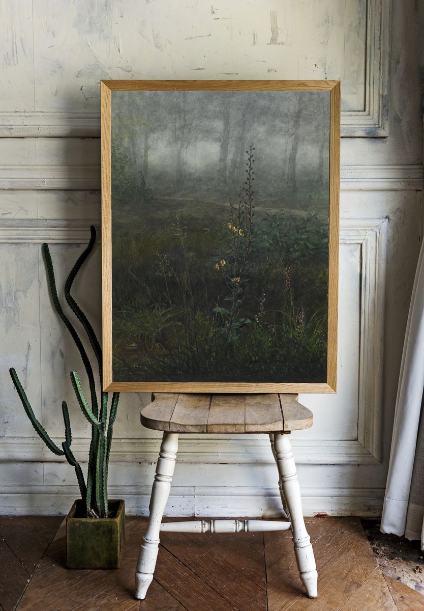 Misty Forest Landscape Poster room preview