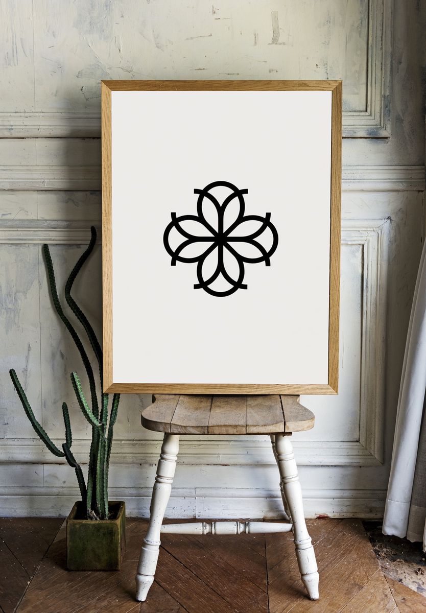 Minimal Floral Emblem Print. room preview