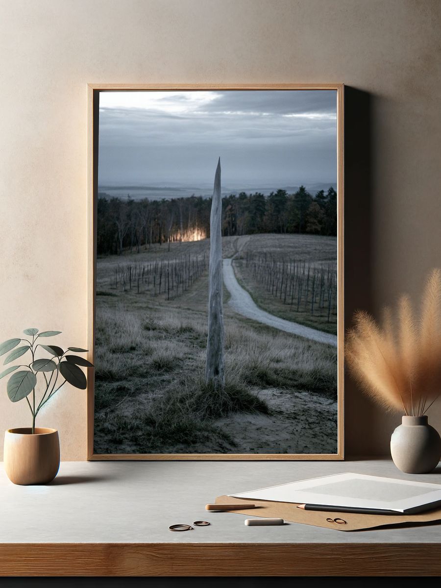 Misty Field Landscape Photography Poster. — room view 2