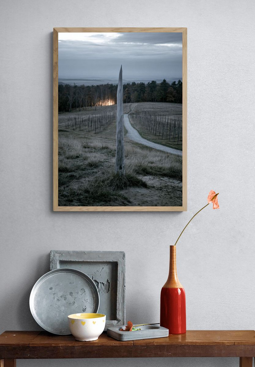 Misty Field Landscape Photography Poster. — room view 3