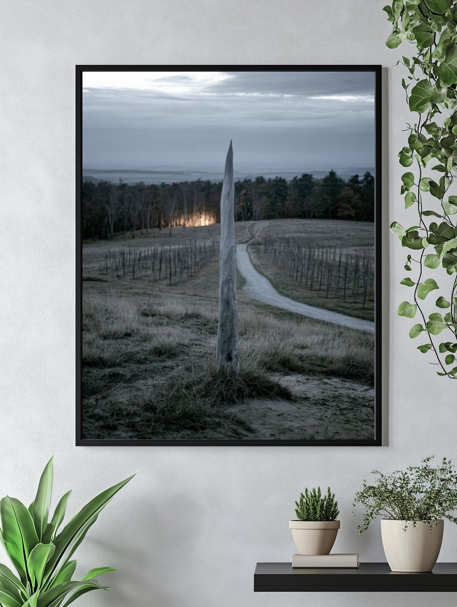 Misty Field Landscape Photography Poster. — room view 4