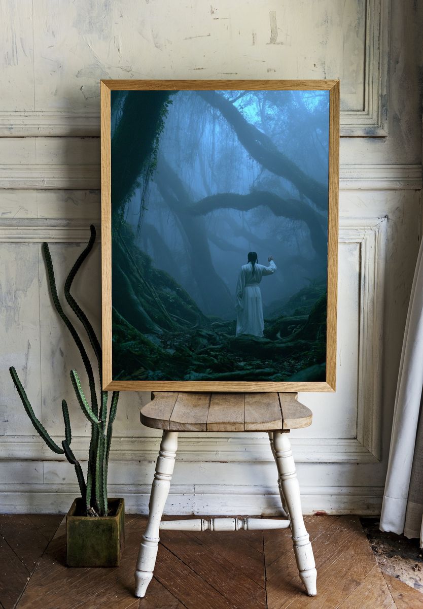 Mystic Forest Figure Photography Poster. — room view 1