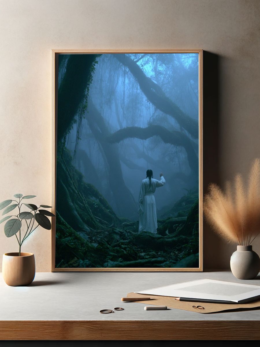 Mystic Forest Figure Photography Poster. — room view 2