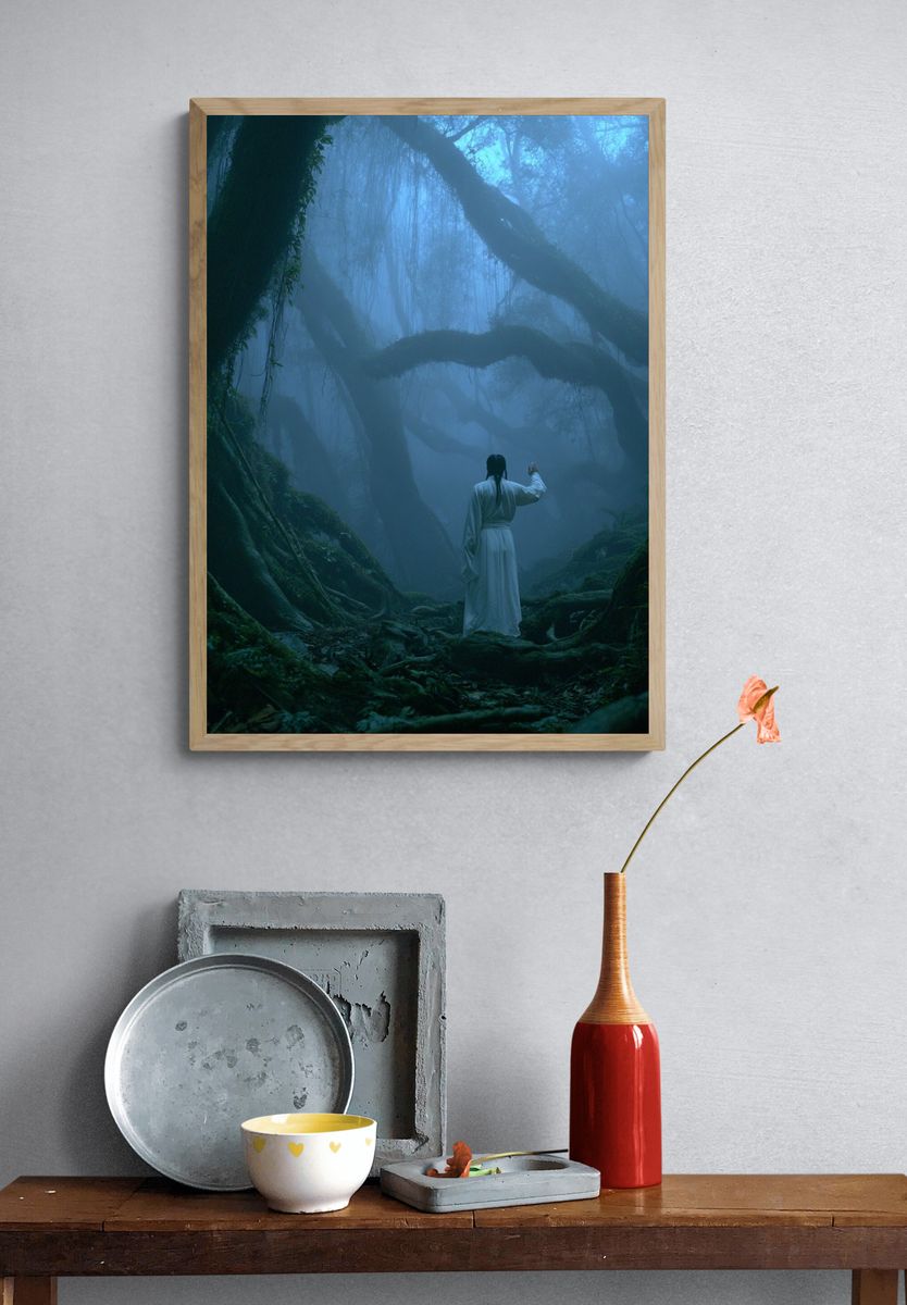 Mystic Forest Figure Photography Poster. — room view 3