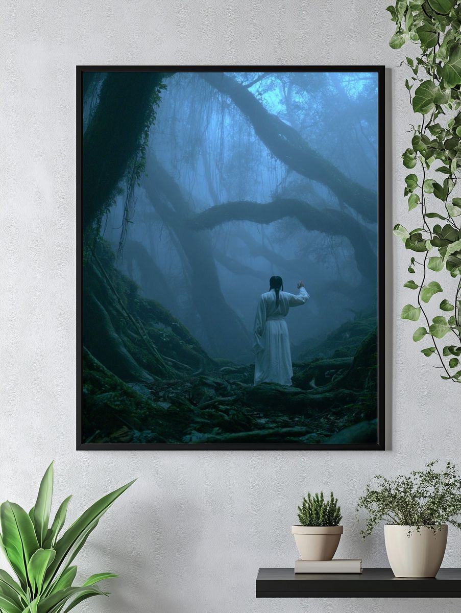 Mystic Forest Figure Photography Poster. — room view 4