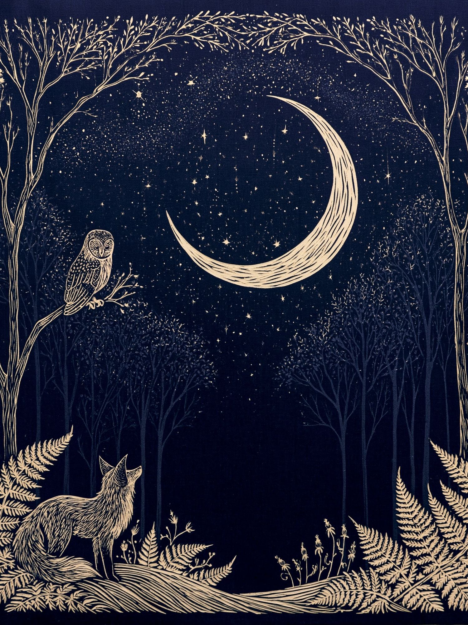 Moonlit Forest Owl Print. poster detail
