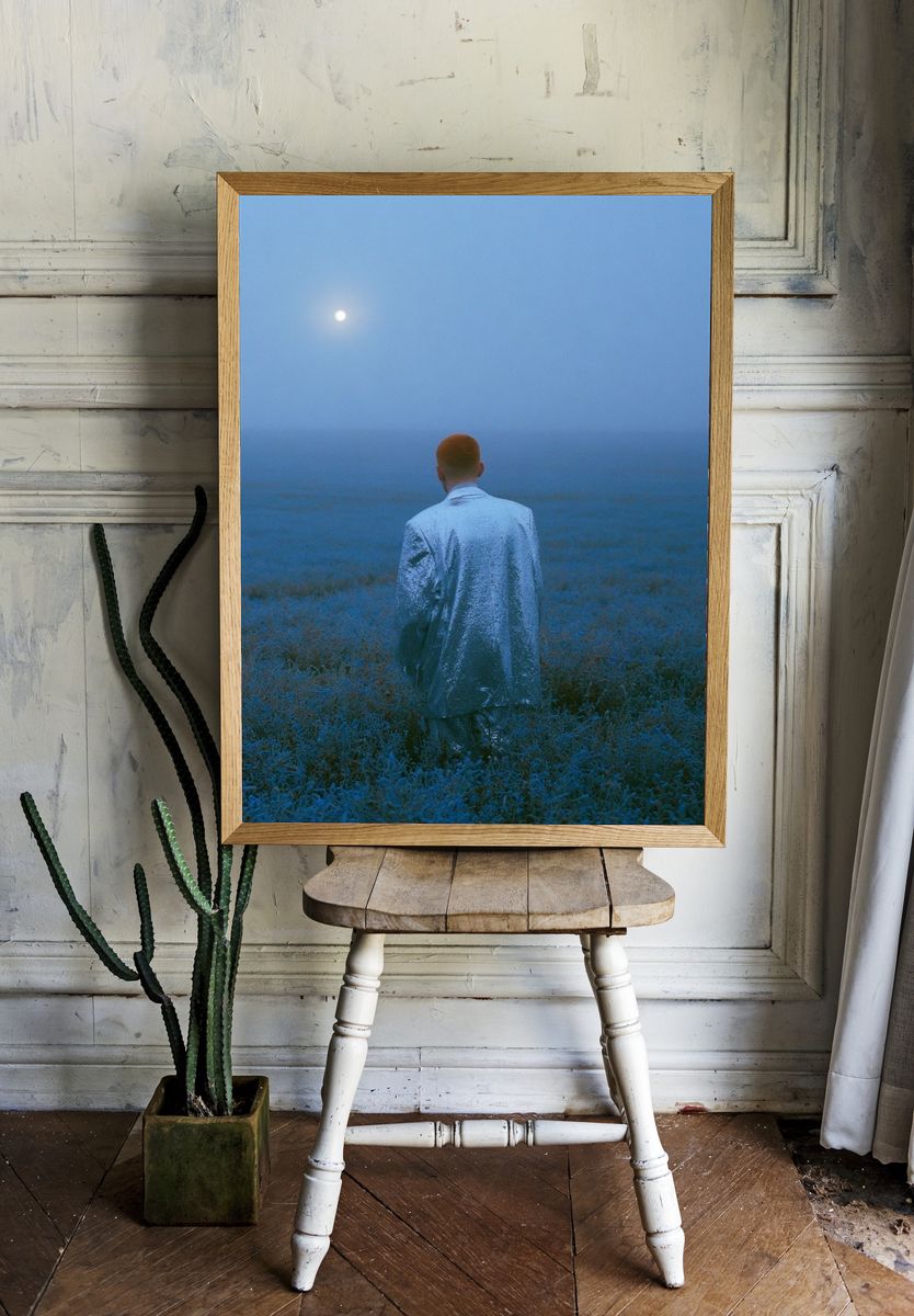 Moonlit Field Portrait Print. room preview