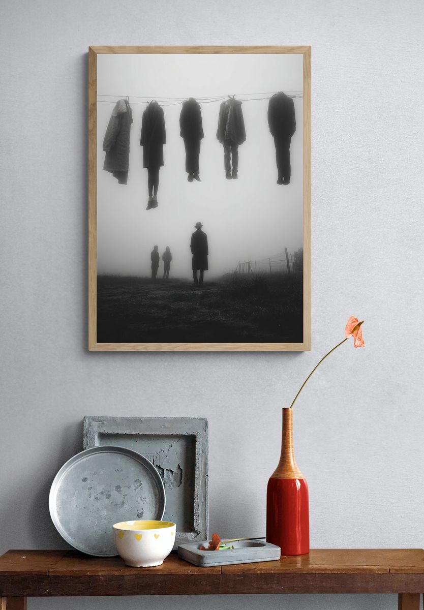 Mysterious Figures in Fog — Fine Art Print. — room view 3