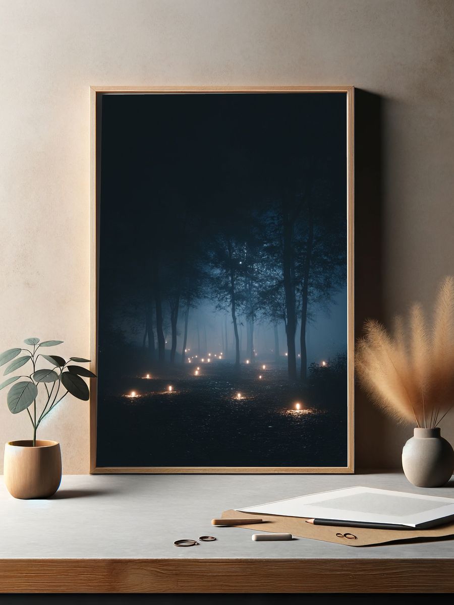 Misty Forest Path — Photography Print. — room view 2