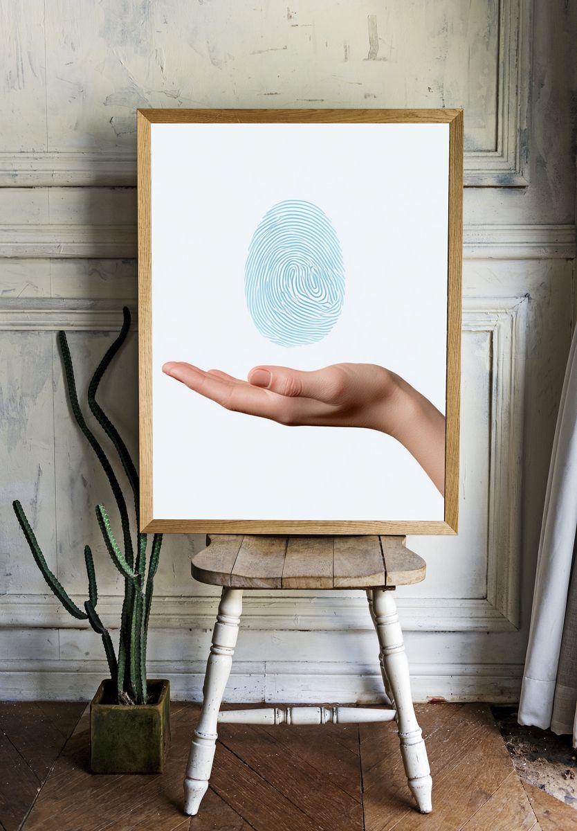 Floating Fingerprint Minimalist Print. room preview