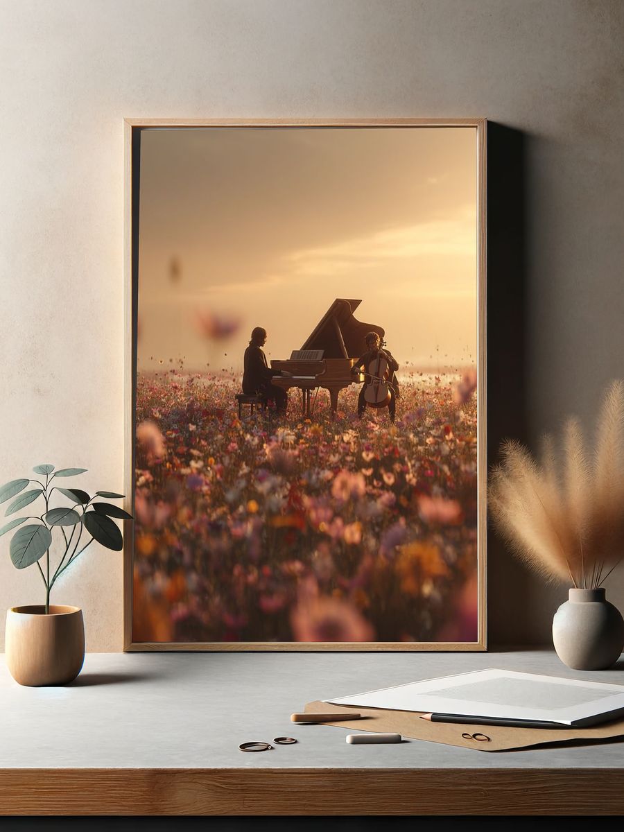 Musicians in a Flower Field — Photography Print. — room view 2