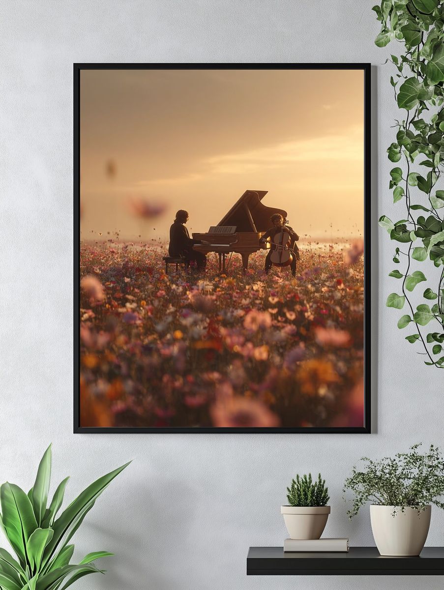 Musicians in a Flower Field — Photography Print. — room view 4