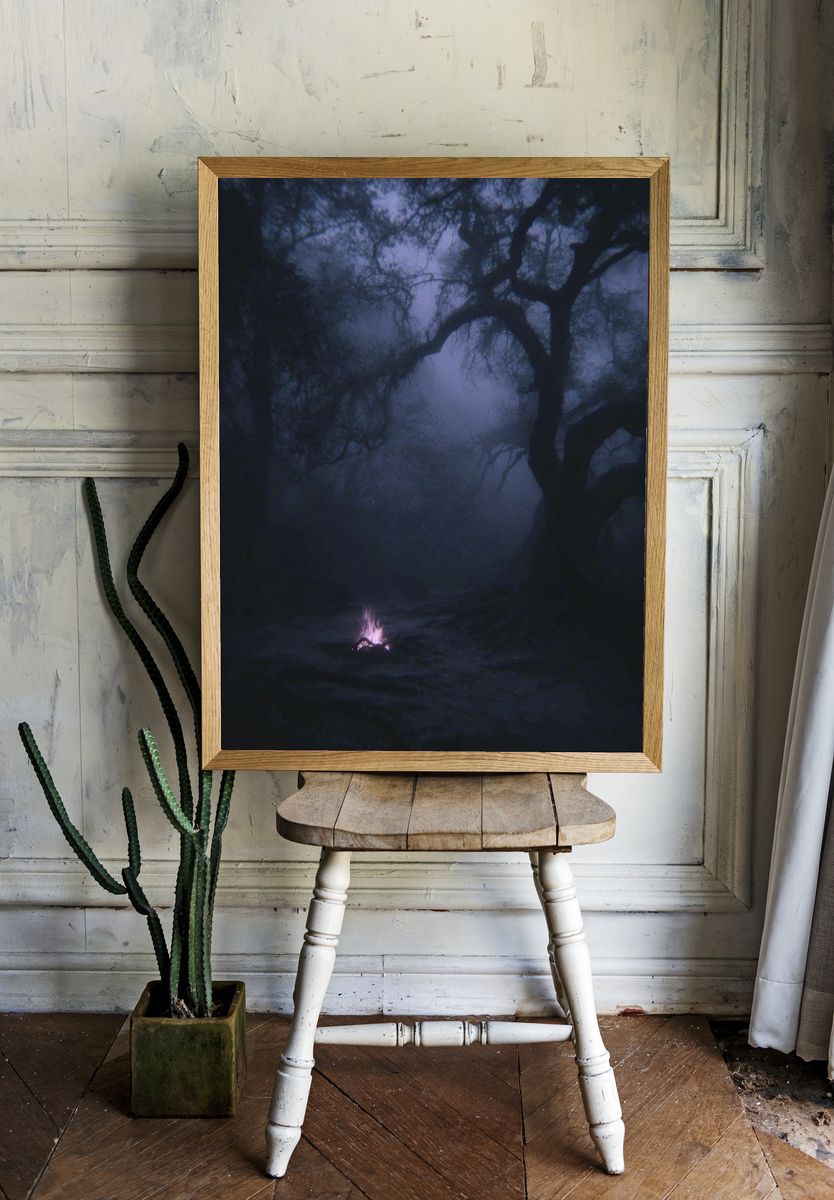 Mysterious Forest at Night — Photography Print room preview