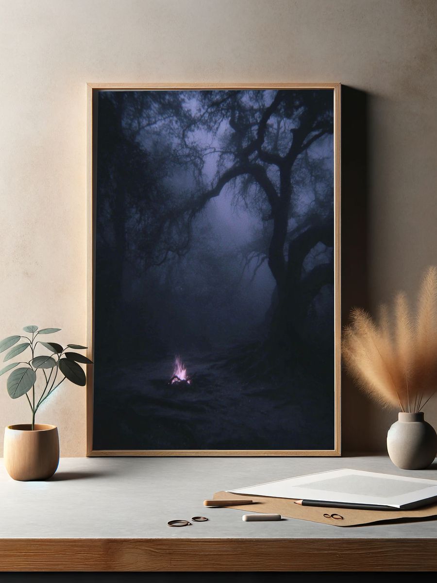 Mysterious Forest at Night — Photography Print. — room view 2