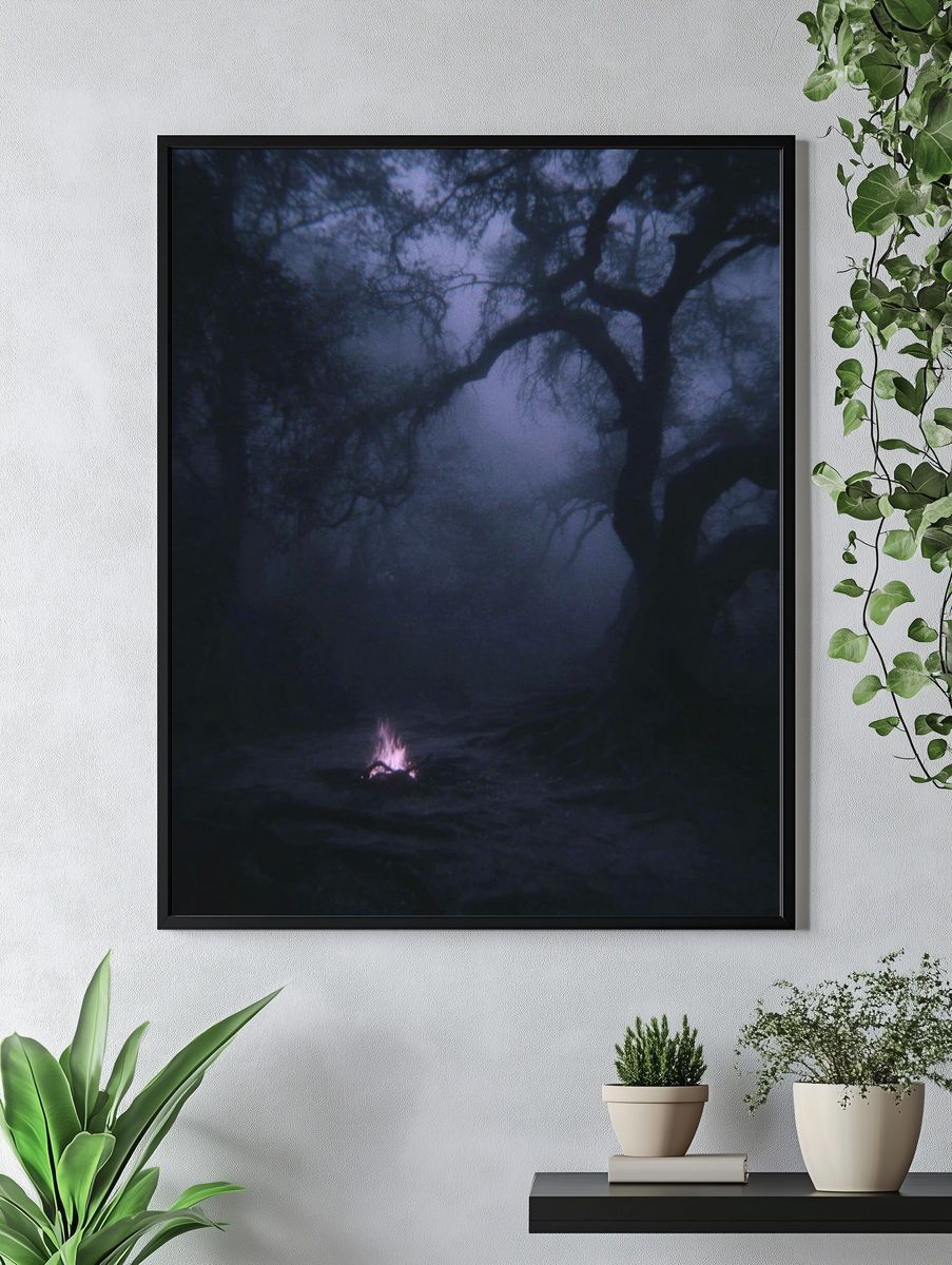Mysterious Forest at Night — Photography Print. — room view 4