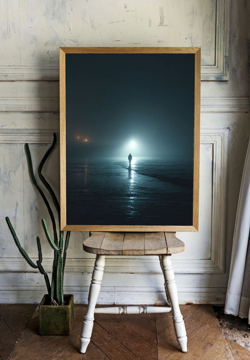Mysterious Figure in Fog — Photography Print. — room view 1
