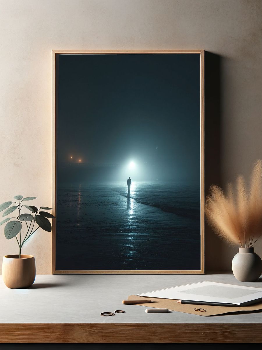 Mysterious Figure in Fog — Photography Print. — room view 2