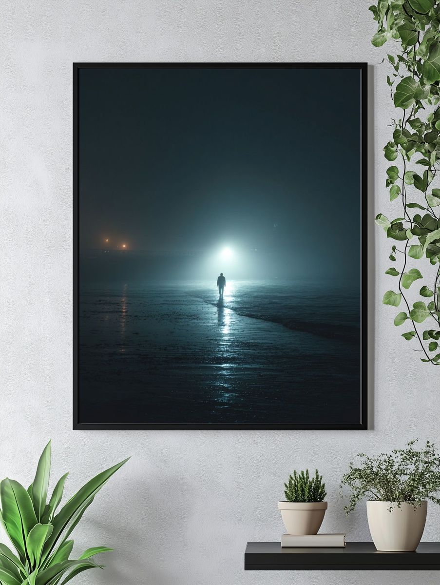 Mysterious Figure in Fog — Photography Print. — room view 4