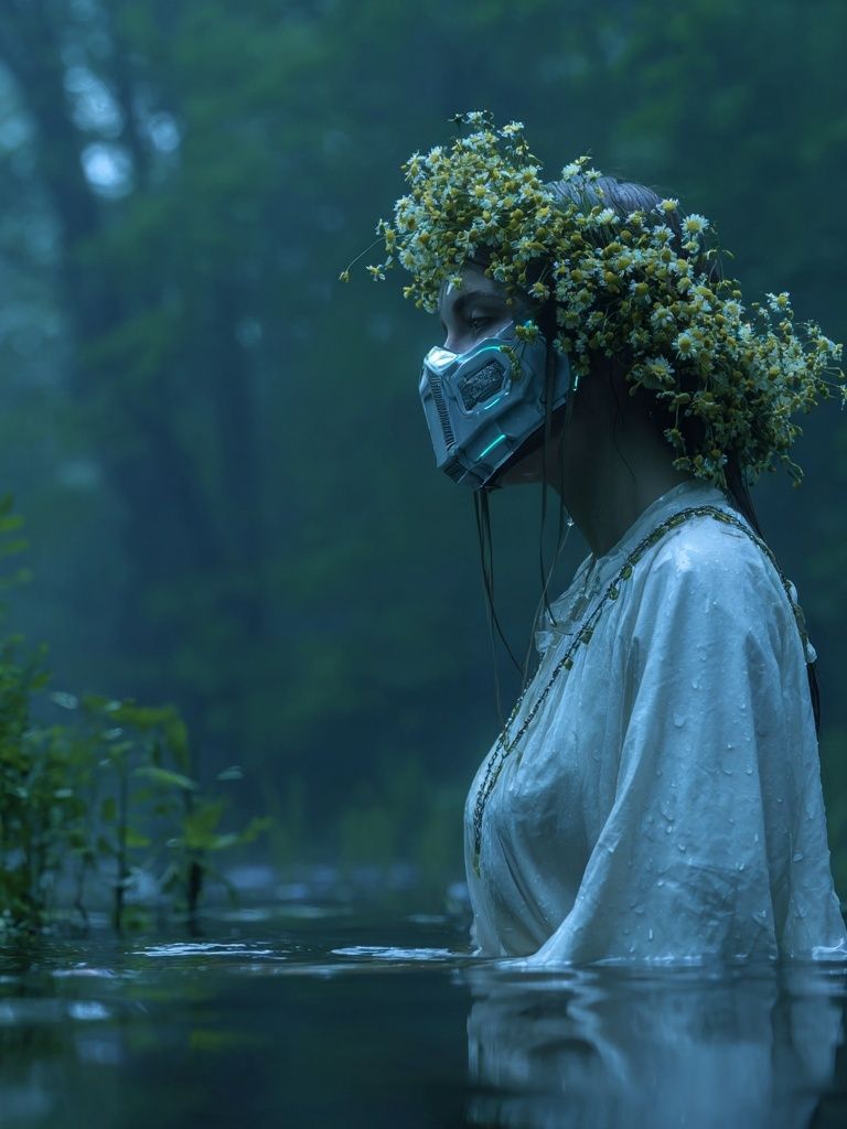 Misty Forest Figure Photography Poster. poster detail