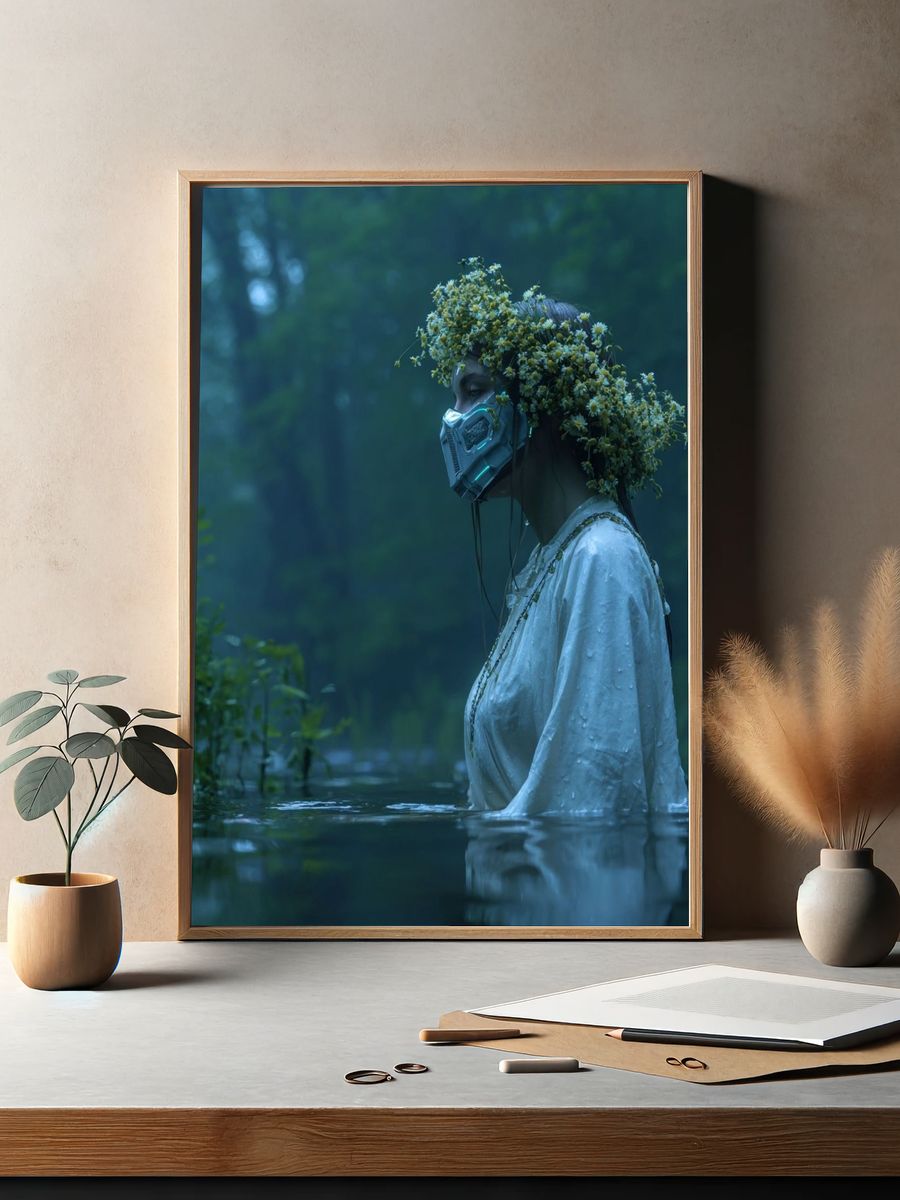 Misty Forest Figure Photography Poster. — room view 2