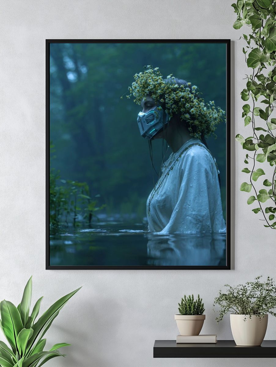 Misty Forest Figure Photography Poster. — room view 4