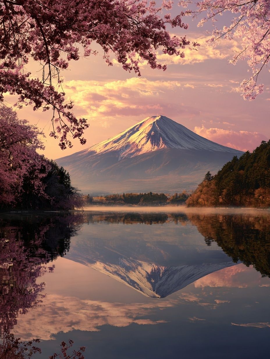 Mount Fuji at Sunset — Nature Print. poster — nature art