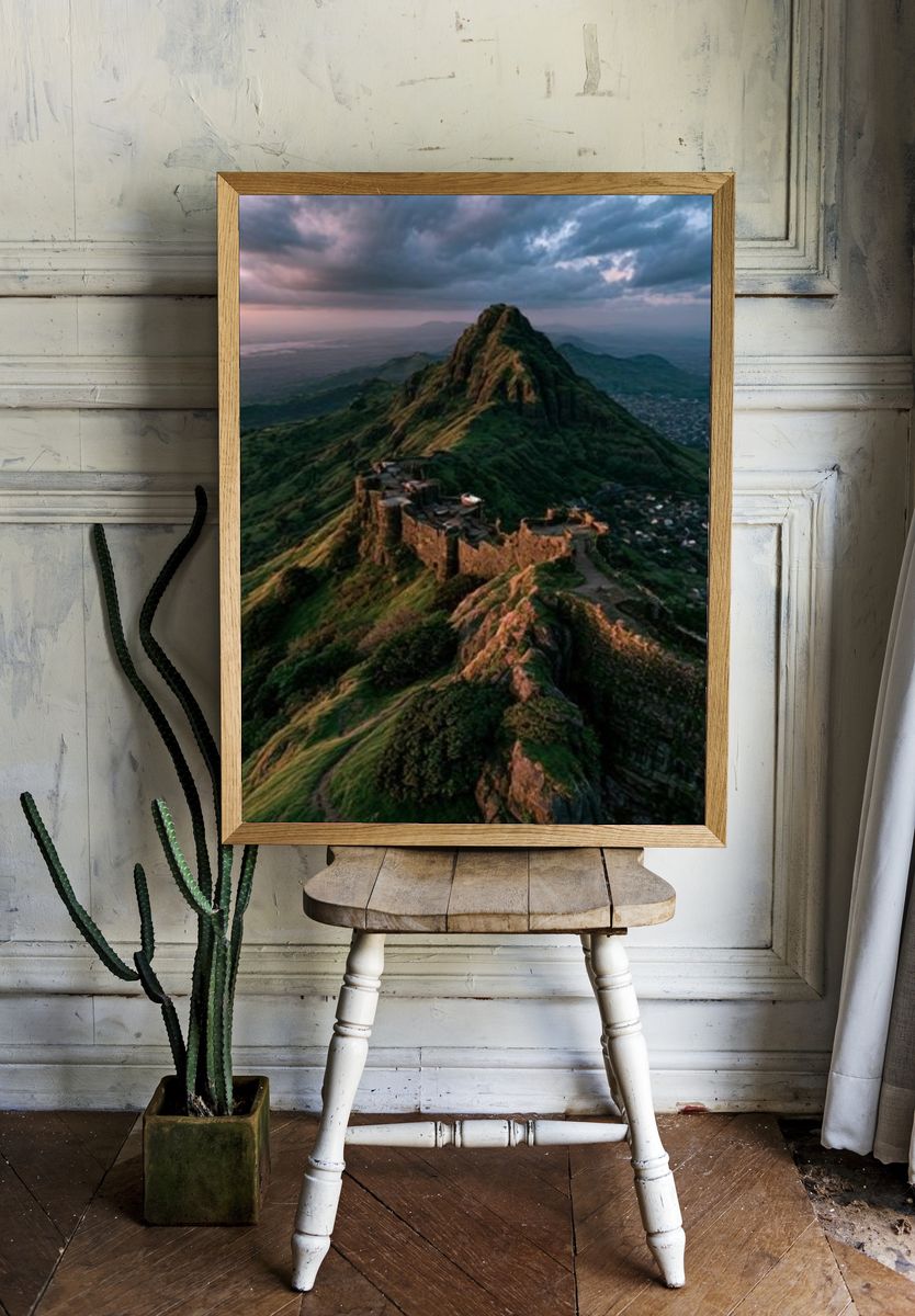 Mountain Fortress Landscape Poster. — room view 1