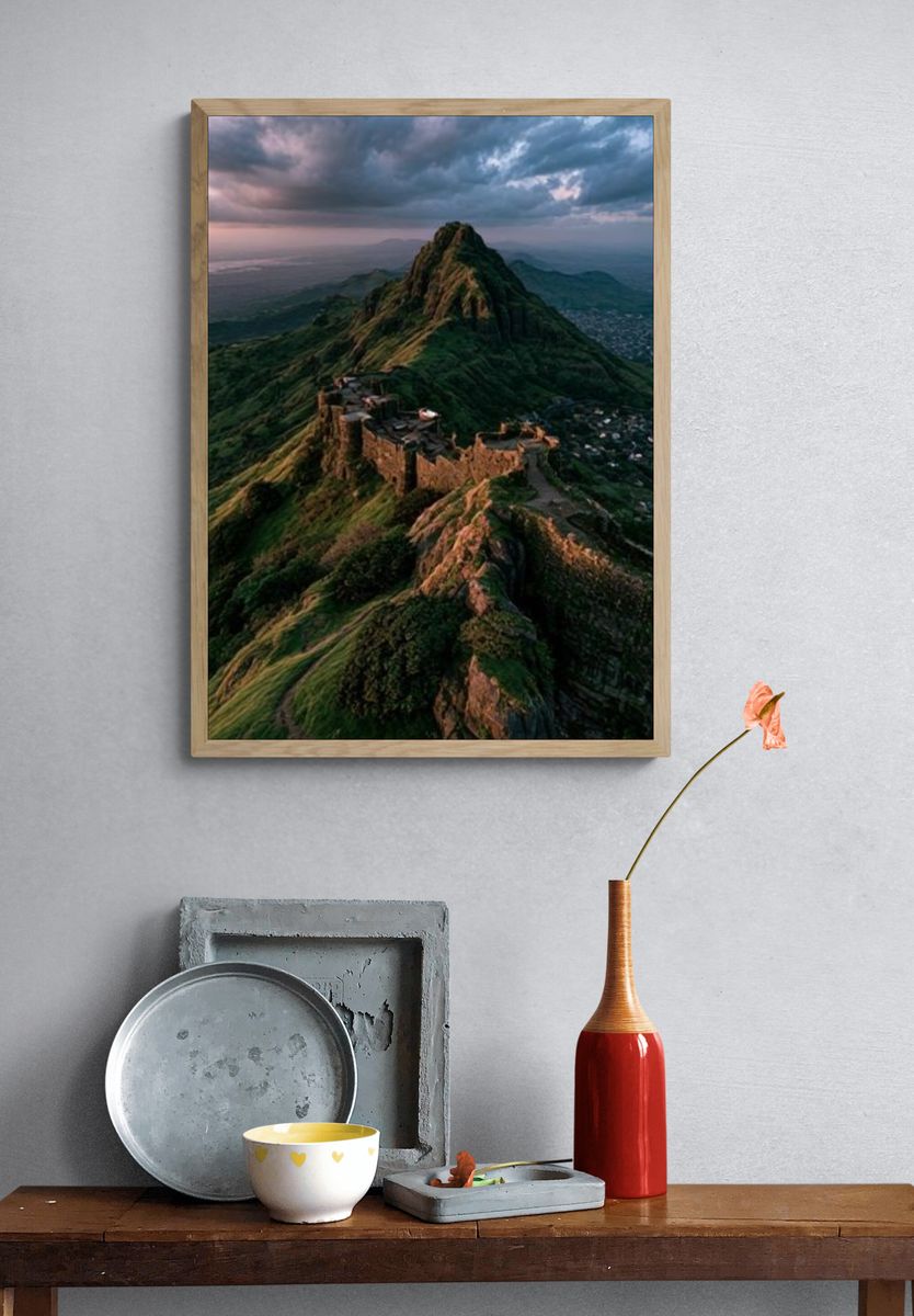 Mountain Fortress Landscape Poster. — room view 3