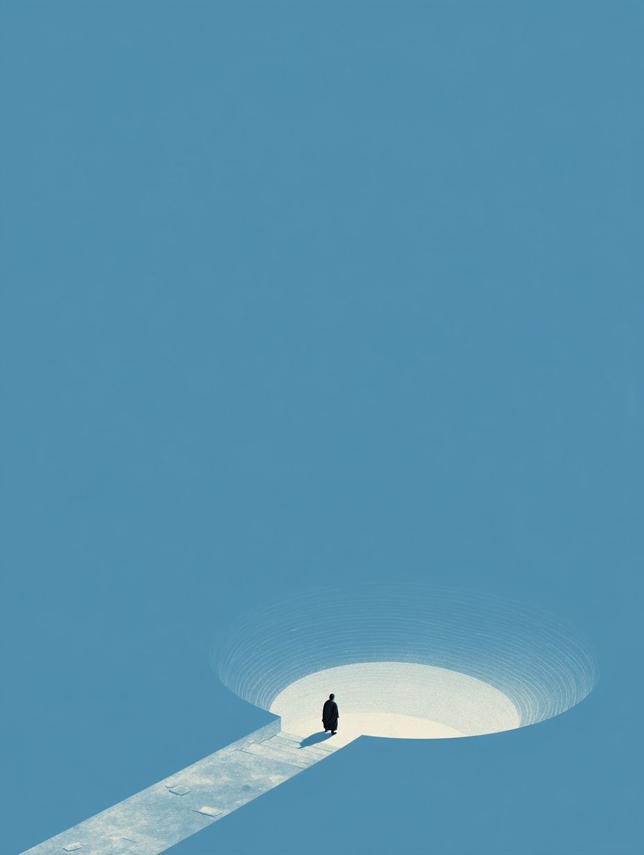 Solitary Figure in Blue — Minimalist Print. poster — minimalist art