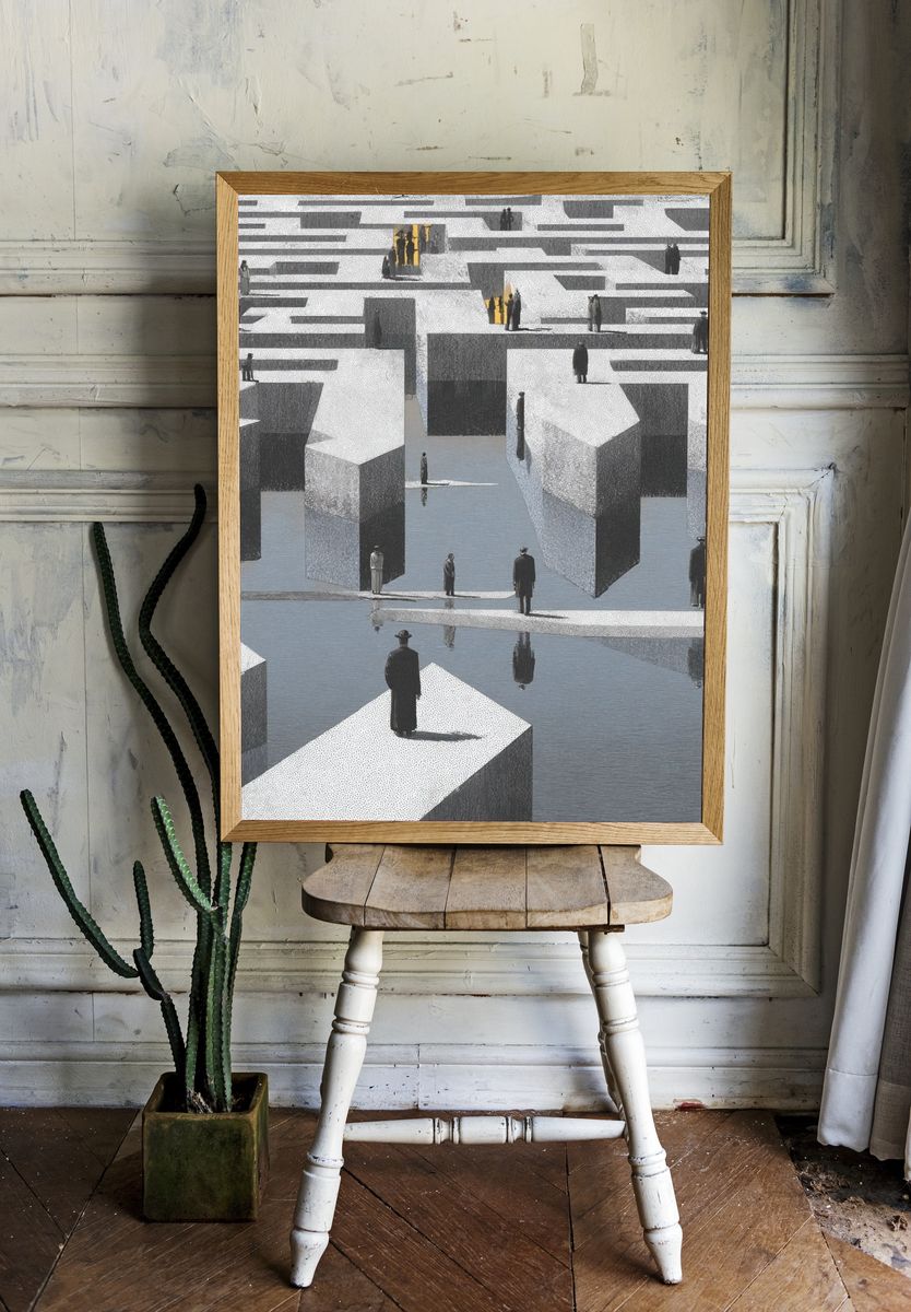 Maze of Reflections — Surrealism Print. — room view 1