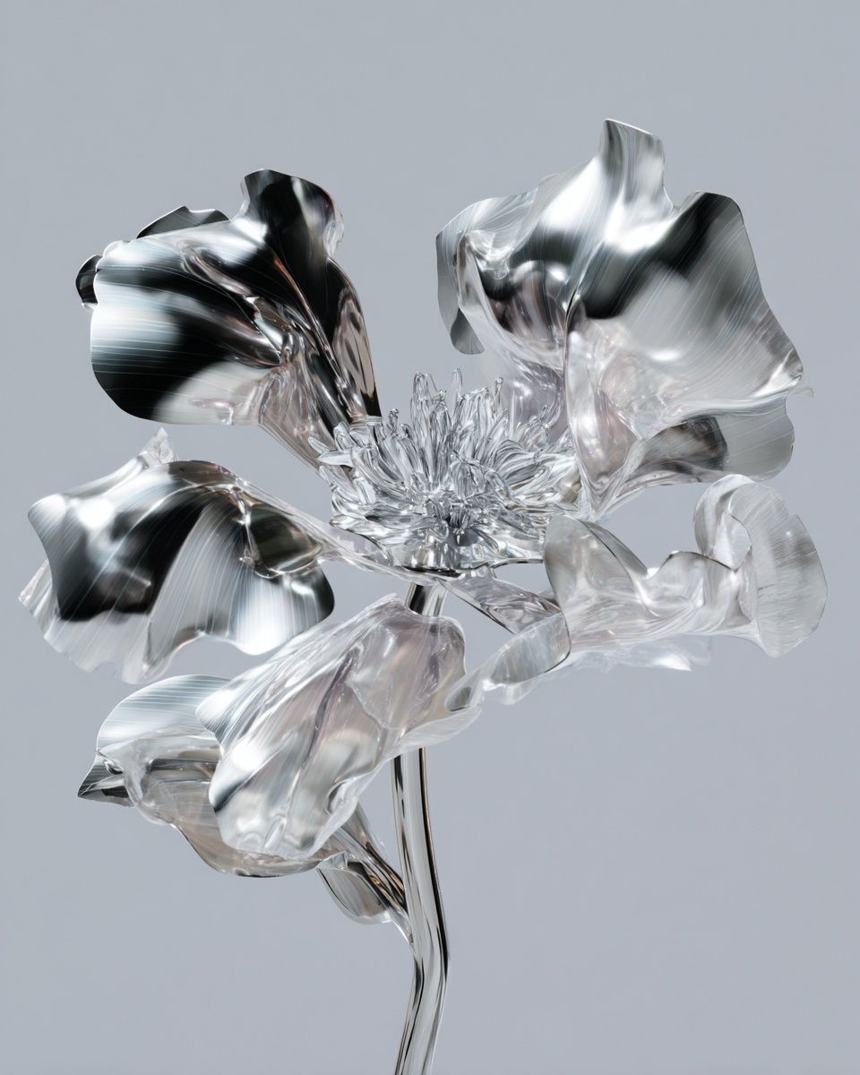 Metallic Flower Sculpture Poster. poster detail
