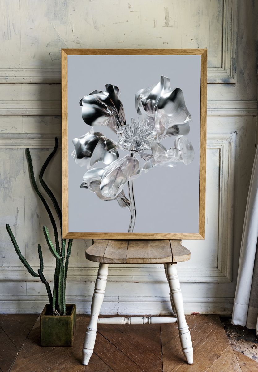 Metallic Flower Sculpture Poster. — room view 1